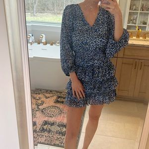 Blue/black leopard print dress